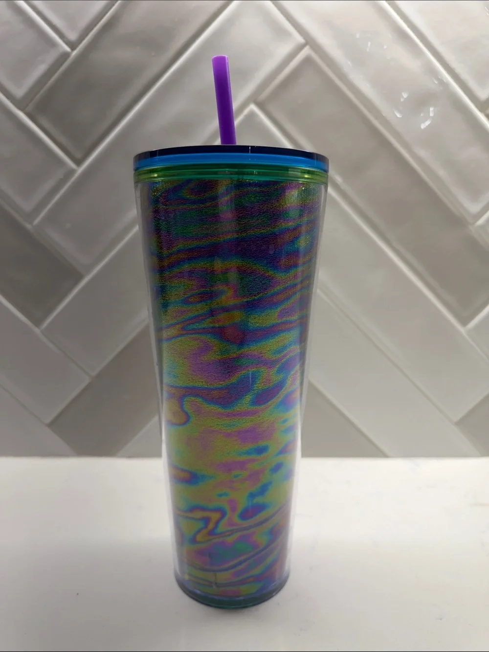 Starbucks Summer 2023 “Oil Slick” / Groovy Wave Iridescent Cold Cup — 24 oz